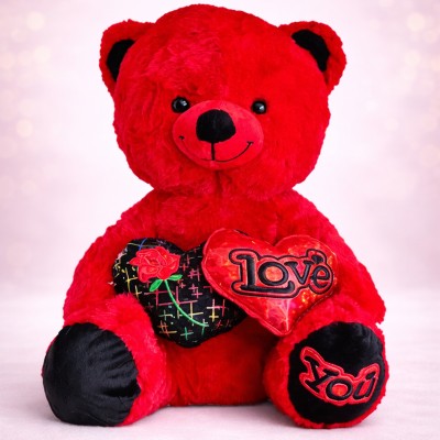 Red Teddy With Double Heart