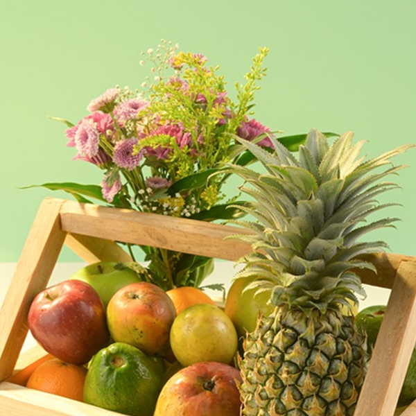 A Wonderful Mother Fruit Basket with Flower Bunch