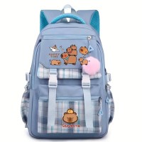 Casual Style Nylon Backpack with Capybara Print 