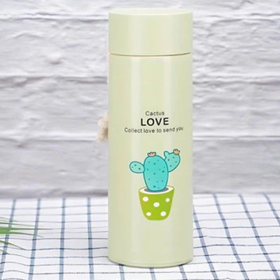 Glass Bottle Cactus Design - Green