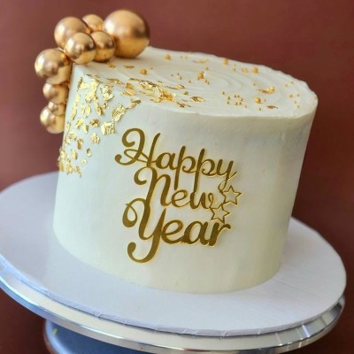 New Year Cake With Topper