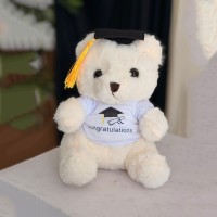 White Graduation Teddy Bear with Cap & Congratulations T-Shirt