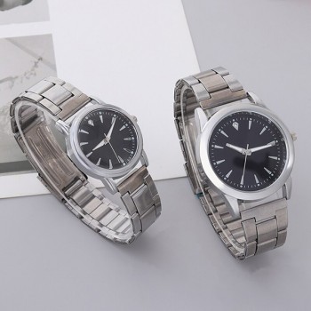 Fashion Couple Quartz Wristwatch -Silver Black