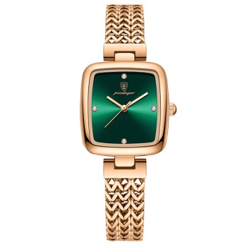  Luxury Square Watch - Rose Gold Green