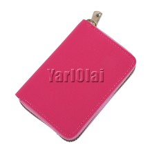 PU Leather Zipper Wallet - Rose Red