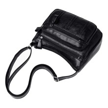 Soft Leather Ladies Shoulder Bag - Black