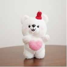 White Teddy Bear with Heart & Hat
