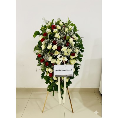 White Rose and Red Roses Wreath