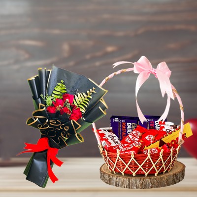 Roses With Chocolate Combo Roses With Chocolate Combo