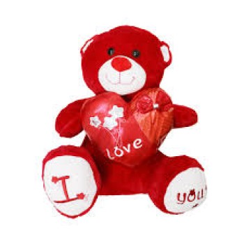 Red Teddy With Heart Pillow -40 CM