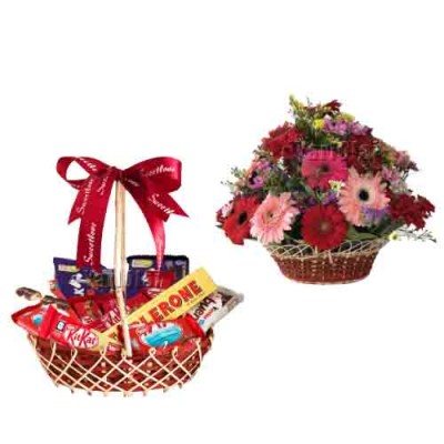 Flower And Chocolate Basket 