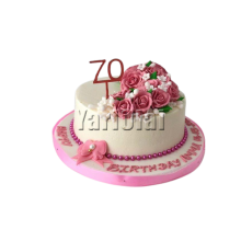 Pink Rose Cake With Number Topper