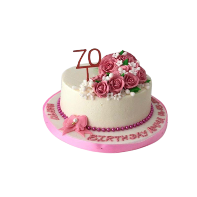 Pink Rose Cake With Number Topper