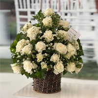 White Roses Sympathy Arrangement