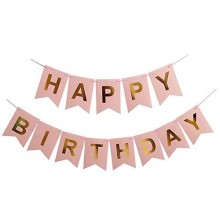 Happy Birthday Banner -Light Pink