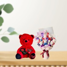 Chocolate Bouquet With Teddy Combo