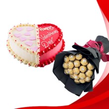 Ferrero Bouquet With  Heart Cake