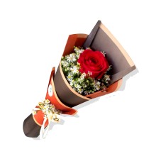 Single Rose With Maroon and Black Wrapping