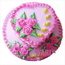 Pink Heart on Circle Cake