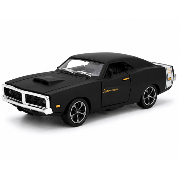 Matte Black Classic Muscle Car – 1:32 Die-Cast Model