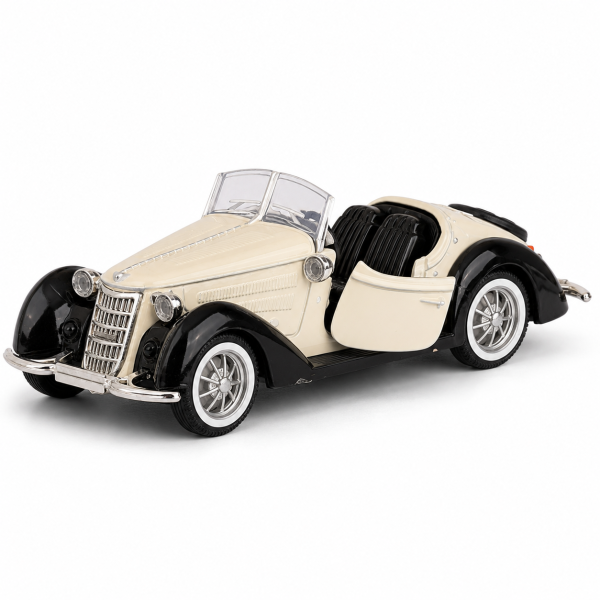 Classic Cream & Black Convertible Car – 1:32 Die-Cast Model